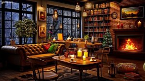 Атмосфера зимней кофейни ☕Расслабляющая джазовая инструментальная музыка и потрескивающий камин