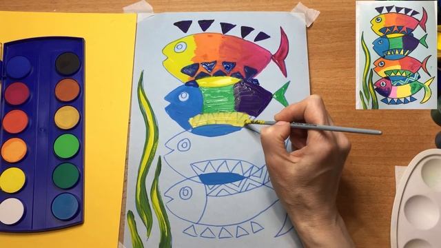 Перед такой рыбкой мало кто устоит Рисуем гуашью яркую картинку смотреть онлайн