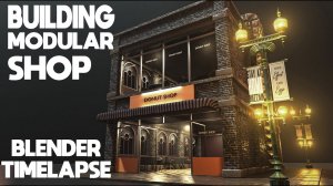 Modeling Building Lowpoly Shop Blender Timelapse