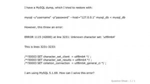 MySQL : ERROR 1115 (42000): Unknown character set: 'utf8mb4'