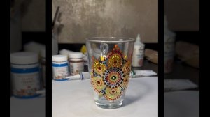 Точечная роспись контурами стеклянного стакана и чехла для телефона. Ошибки.