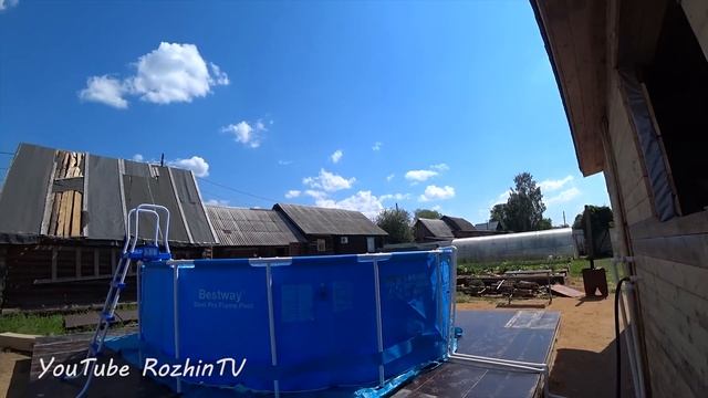 Каркасный бассейн BESTWAY на даче / Бассейн с подогревом