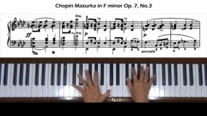 Chopin Mazurka in F minor Op. 7, No. 3 Piano Tutorial