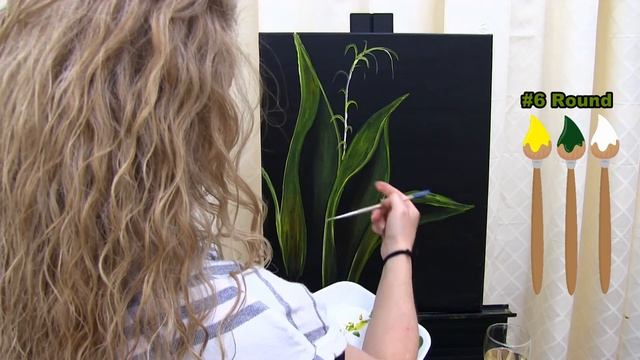 Learn to Paint Lilies of the Valley with Acrylic | Paint and Sip at Home | Step by Step tutorial смотреть онлайн