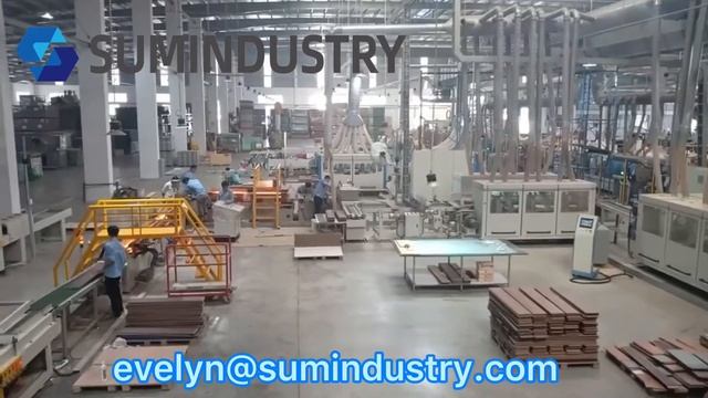 Laminate flooring production line.From DET line to packing line.