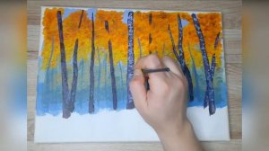 Берёзовая роща. Акриловая живопись. Autumn forest. Acrylic painting.