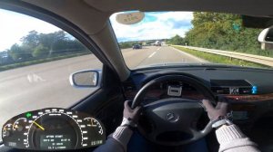 Mercedes w220 S55 AMG Top Speed Acceleration on No Speed Limit Autobahn POV Drive