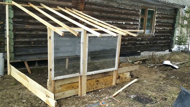 ТЕПЛИЦА ИЗ РАМ, ПРИСТРОЕННАЯ К ДОМУ. Ч1. смотреть онлайн