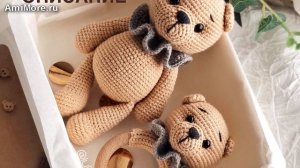 Амигуруми: схема Мишка Сэм и погремушка. Игрушки вязаные крючком - Free crochet patterns.