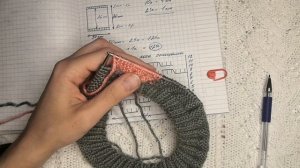 Двухцветный снуд в 1 оборот. Снуд на девочку 1,5-2года. Интарсия по кругу. Объемная коса из 18петел