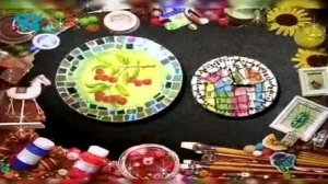 Декупаж. В технике мозаика, используя компакт диски, декорируем тарелку и часы. Мастер класс