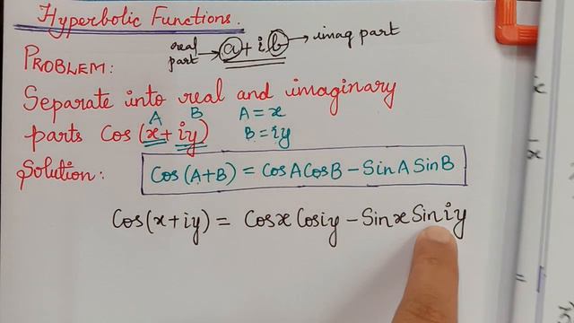 separate real and imaginary parts of cos(x+iy) | #hyperbolicfunctions