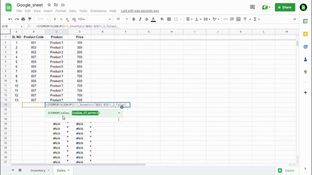 IFERROR Function | How to remove error in google sheets formula #googlesheets