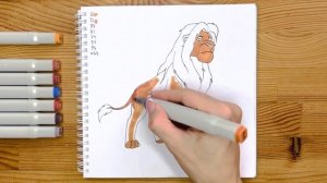 Как нарисовать короля льва "Симба" карандашом и скетч маркерами | Рисунок для детей поэтапно и легк