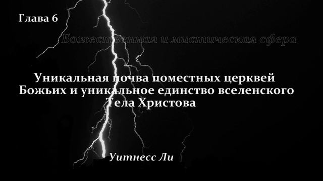 "Уникальная почва поместных церквей Божьих" глава 6 Уитнесс Ли