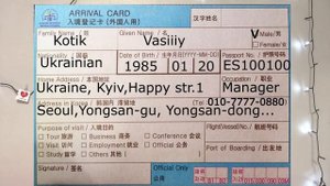 Как получить визу и пройти таможню в Корее? Как заполнить Arrival Card и таможенную декларацию