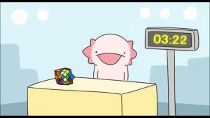 Аксолотль собирает кубик рубика