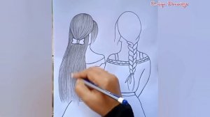 Best friends Pencil drawing Tutorial | How to draw two friends Hugging each other l Easy Bff drawin