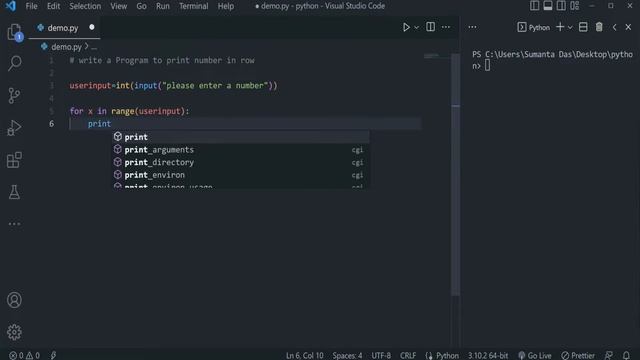 python print anything in row | python endpoint