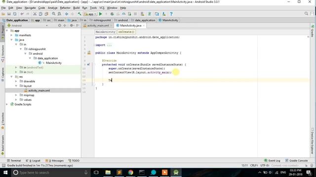 Show Current Date in android textView using Android Studio смотреть онлайн