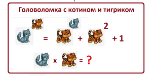 Шуточная головоломка с котиком и тигрёнком, развивающая логическое мышление