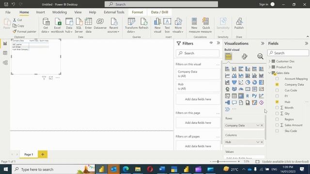 How add Calculate Dax with sum expression in Power BI, Build relationship & create matrix in PowerB