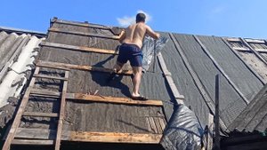 127.Решили покрыть крышу баннерами.Начало.