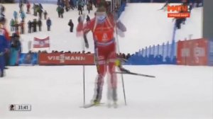 Биатлон.Финиш Шипулина в пасьюте  Антхольц Антерсельва 23.01.2016