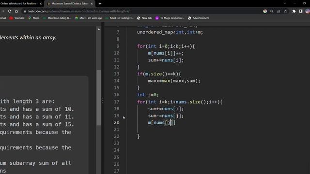 subarray with distinct with max.sum easy explanation | leetcode-2461 | in tamil