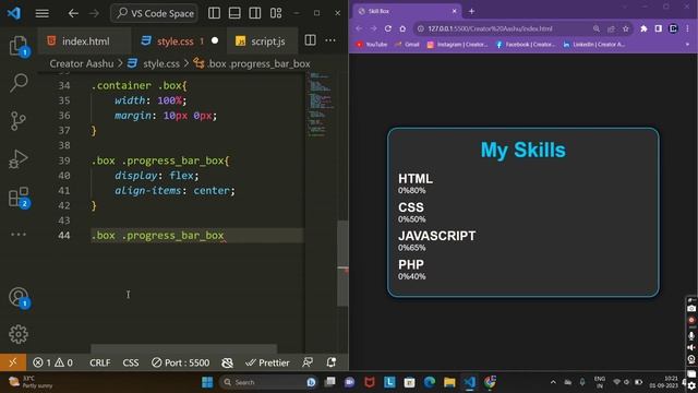 Skill bar using HTML, CSS & JS | Ashutosh Python