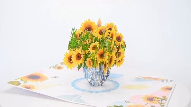 Объемная открытка 3D подарок Nana Land "ПОДСОЛНУХИ В ВАЗЕ" 13x18 смотреть онлайн