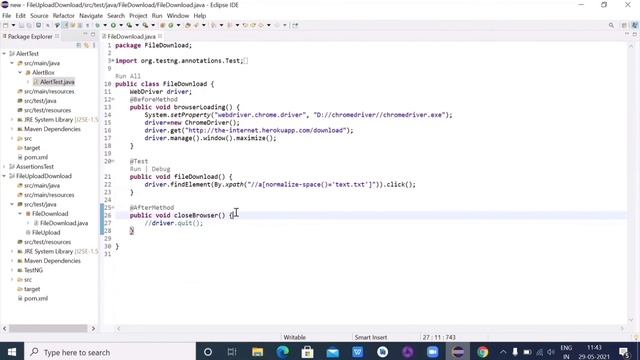 File Upload and Download in Selenium, Maven, TestNG with Java