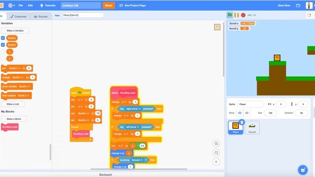 How to make a simple Scrolling Platformer + a Start Screen in Scratch | Scratch Tutorial! смотреть онлайн