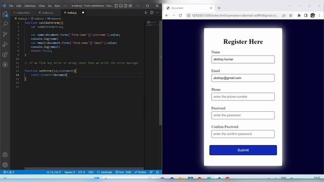 Form validation by using html, css and javascript | #javascript #formvalidation #webdevelopment