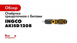 Отвёртка трещоточная с битами INGCO 13 в 1 AKISD1208