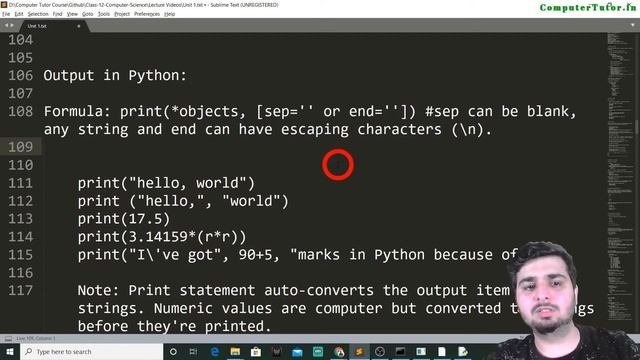 Input/Output [Formula Explained] in Python | Part [5/10] Chapter 1 CS