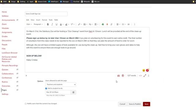 Creating Class Wiki Pages