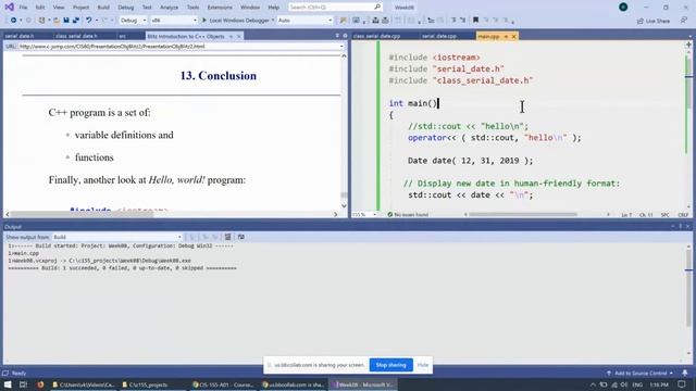 09.8 - example of C++ class, constant member functions смотреть онлайн