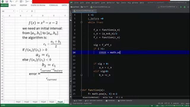 Bisection method in python