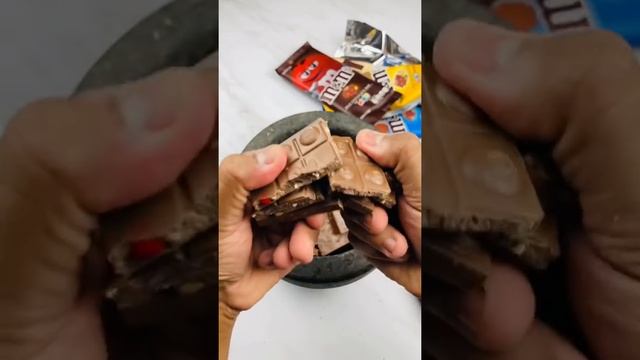 I Crushed M&M Bar & Turned it into Delicious Chocolate Ganache ? - Satisfying ASMR Video