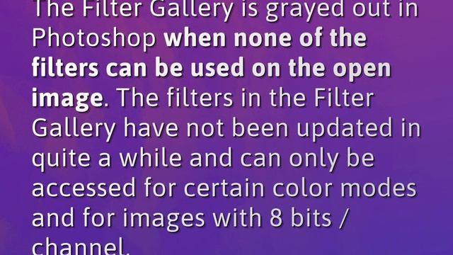 Why filter Gallery is off in Photoshop? смотреть онлайн