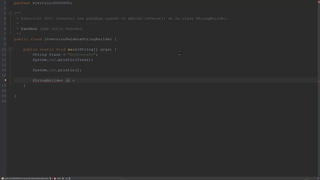 Java Ejercicio: 605 Invertir una Palabra Usando el Método reverse() de la Clase StringBuilder смотреть онлайн