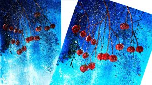 Нарисуем зимние ягоды. Рисуем зимний пейзаж. Рисуем зиму легко. Правополушарное рисование.