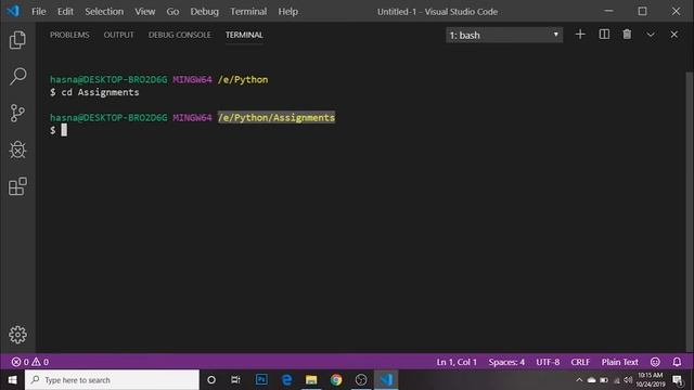 Git Bash Basic Commands | Git Bash & Visual Studio Code | Python Full Course for Beginners (2019)