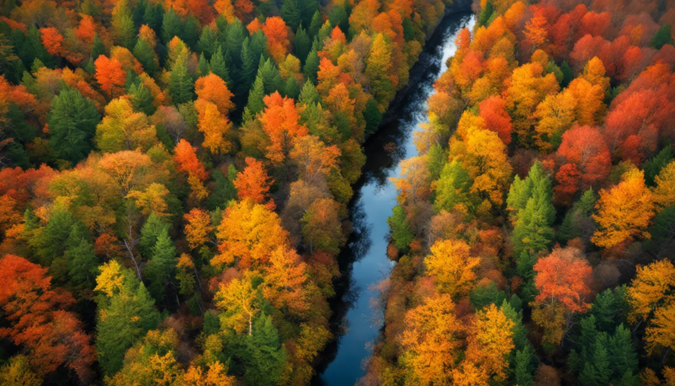 Осенний лес с высоты птичьего полета