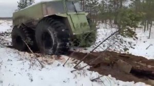 Вездеход Тайфун в болоте осенью