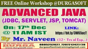 ADVANCED JAVA (FREE Workshop) Online Training @ DURGASOFT