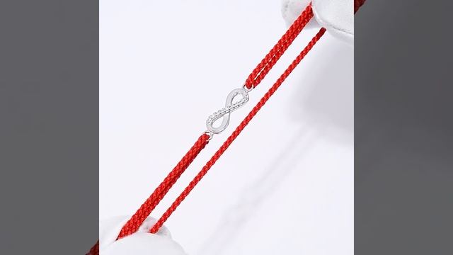 Браслет красная нить с подвеской из серебра "Бесконечность" смотреть онлайн