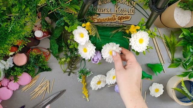 Композиция из мыльных цветов в кашпо "Конверт". Мыло ручной работы. смотреть онлайн