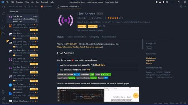 Visual Studio Code - Live Server Kurulumu смотреть онлайн